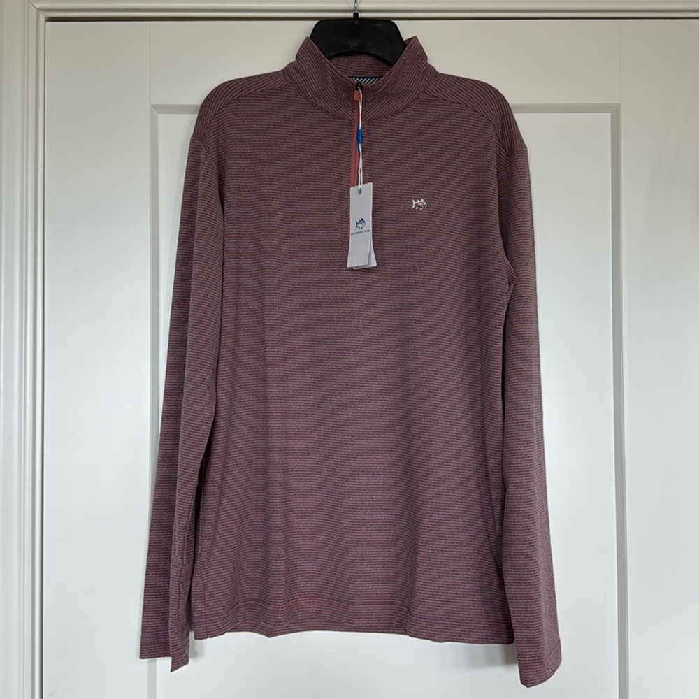 NWT Southern Tide Youth Long Sleeve Micro Stripe Quarter Zip Boys/Unisex Size 16